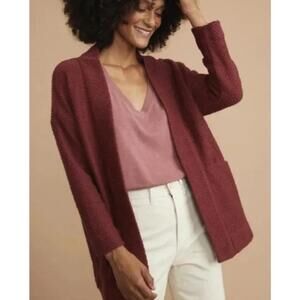 Marine Layer Open Front Birdseye Cardigan in Red Rhododendron - Size - XS
